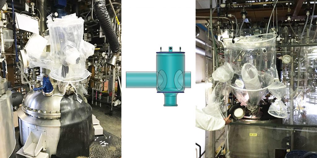 CSV Containment presents  Manway Reactor Charging Flexible Isolator