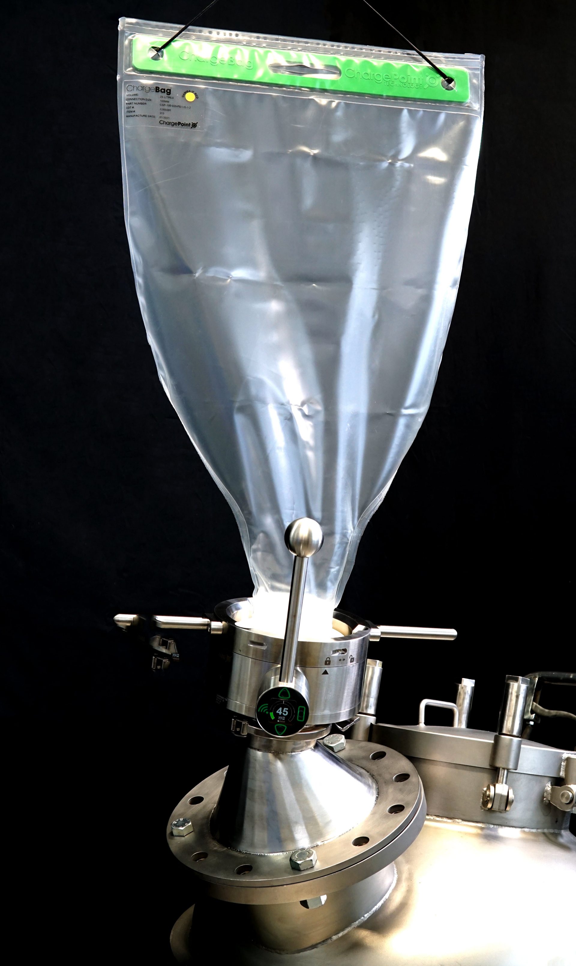 Disposable and single use Split Valve for Reactor Charging and Sampling.